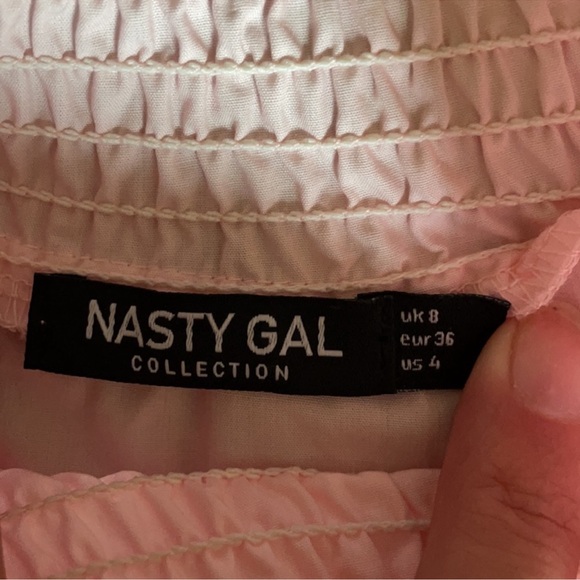 Nasty Gal Coquette Girl Barbie Millennial Blush Pink Smocked Waist Dress Size 4 - Picture 13 of 15